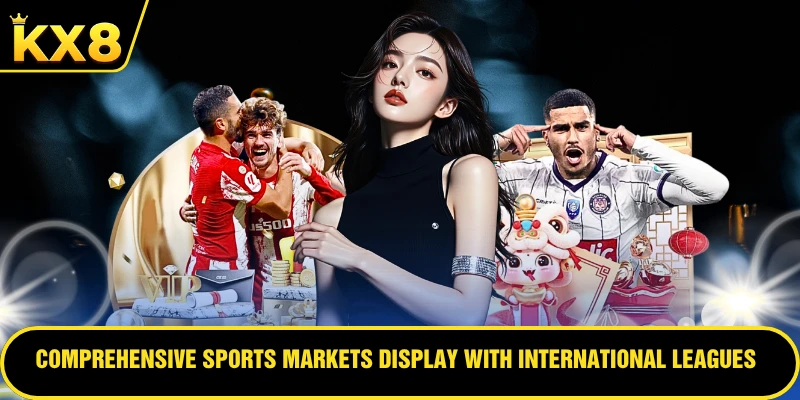 Comprehensive sports markets display with international leagues