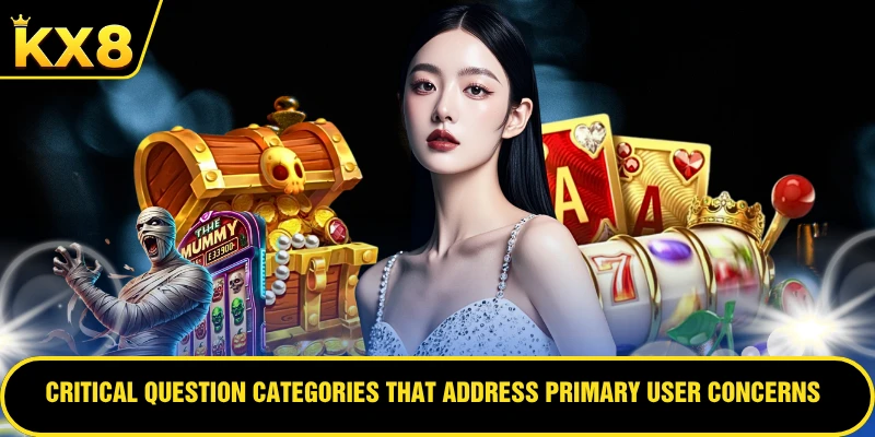 Critical question categories that address primary user concerns