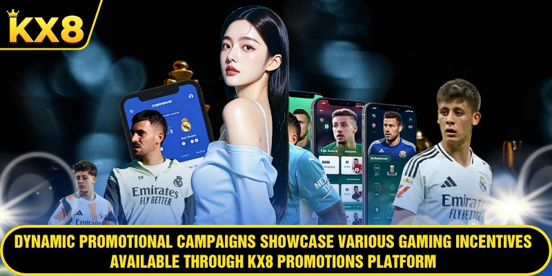 Dynamic promotional campaigns showcase various gaming incentives available through KX8 Promotions platform