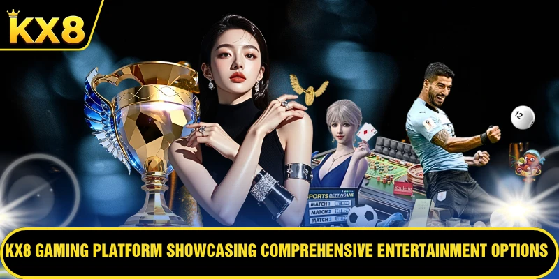 KX8 gaming platform showcasing comprehensive entertainment options