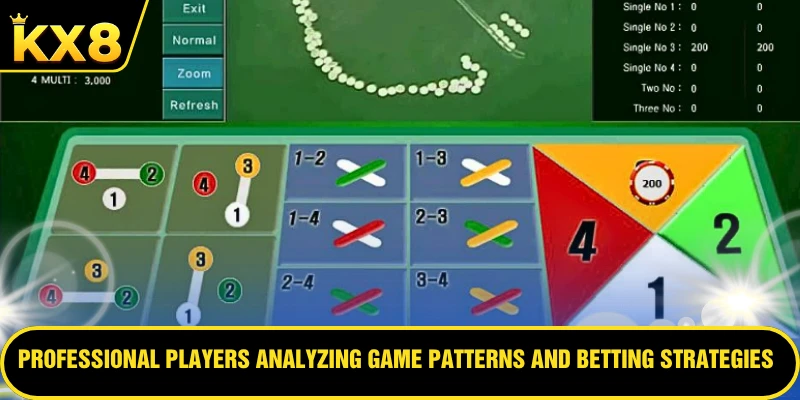 Professional players analyzing game patterns and betting strategies