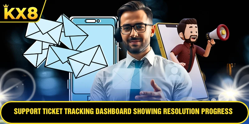 Support ticket tracking dashboard showing resolution progress